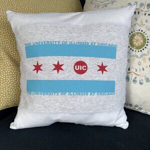 University of Illinois at Chicago UIC Flames handmade t-shirt 16x16 pillow cover